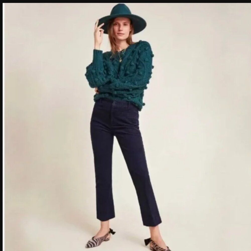Anthropologie the Essential Navy Corduroy Pants Straight Leg Classic NEW NWT 4